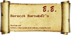 Bereczk Barnabás névjegykártya